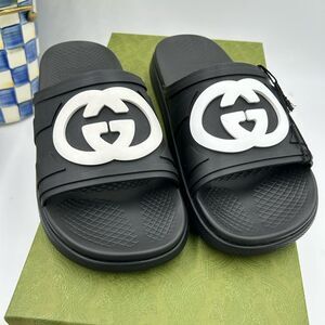 Men's Gucci interlocking G rubber Pool slides size 8, made in Italy